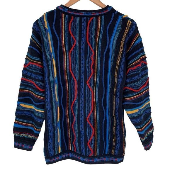 Vintage Purely Australian Wool Chunky Knit Crewneck Sweater Women Small Blue - Picture 2 of 4